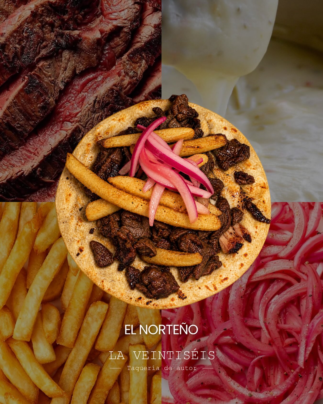 Taco El Norteño en tortilla de harina con arrachera